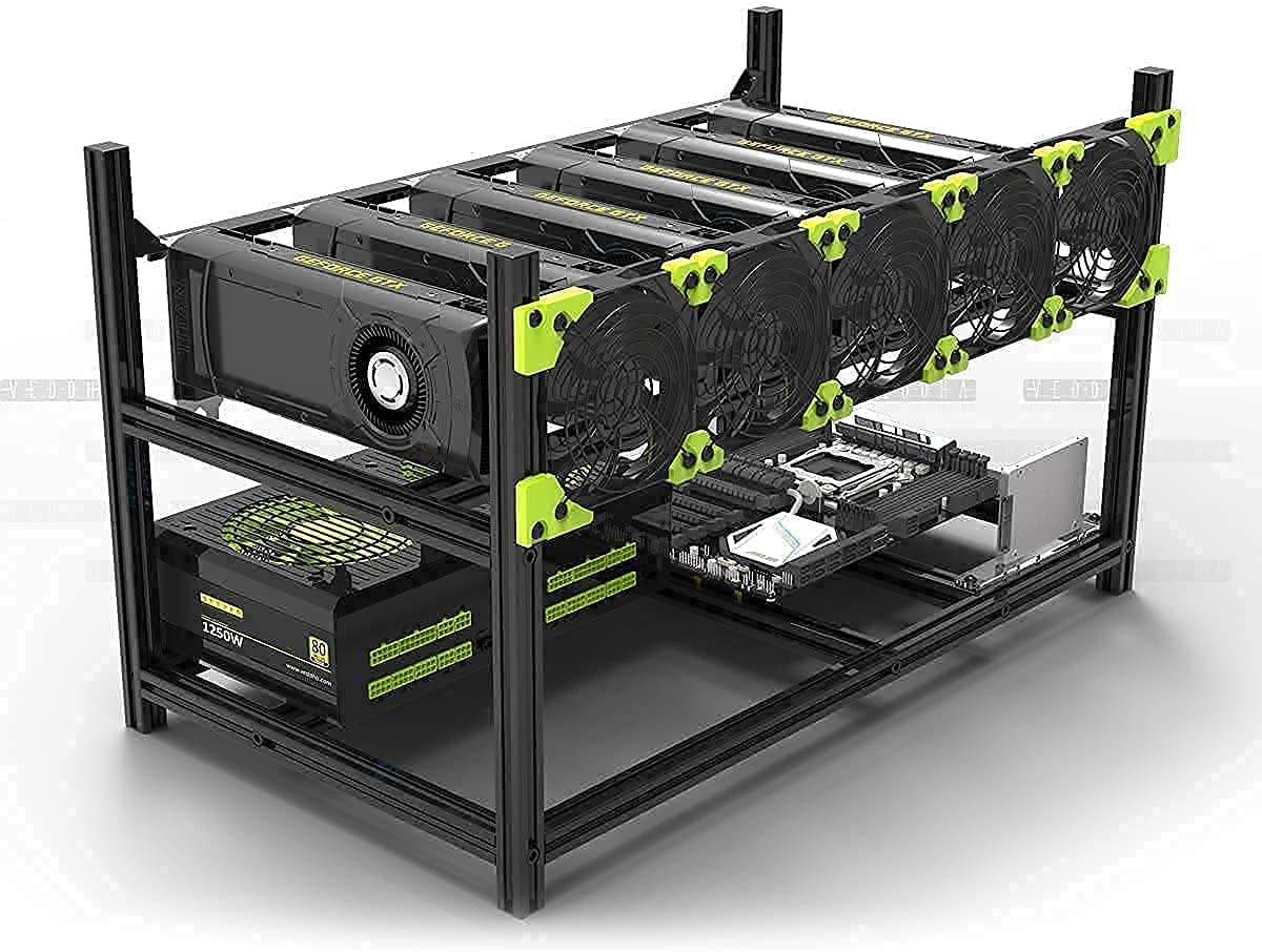 Veddha T2S 6-GPU Mining Case Aluminum Mining Rig Open Air Frame Case for Ethereum - Image 5